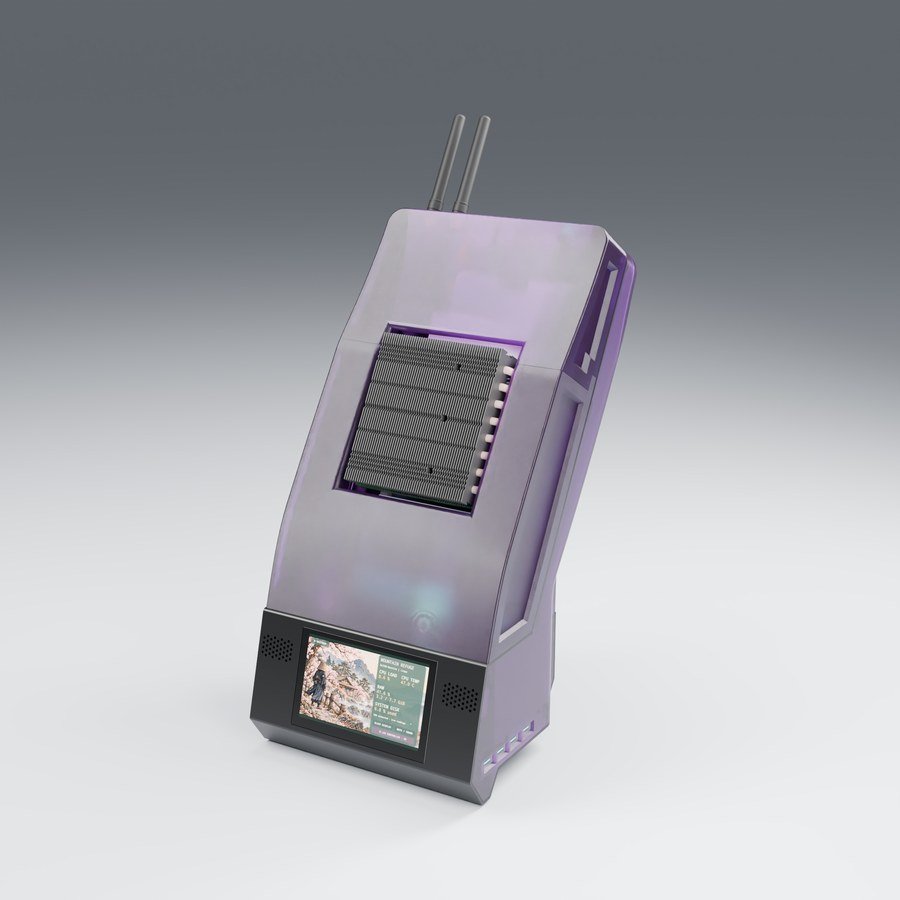 Original CAD-based mint-lit view of BC250 Ronin in a bright studio.