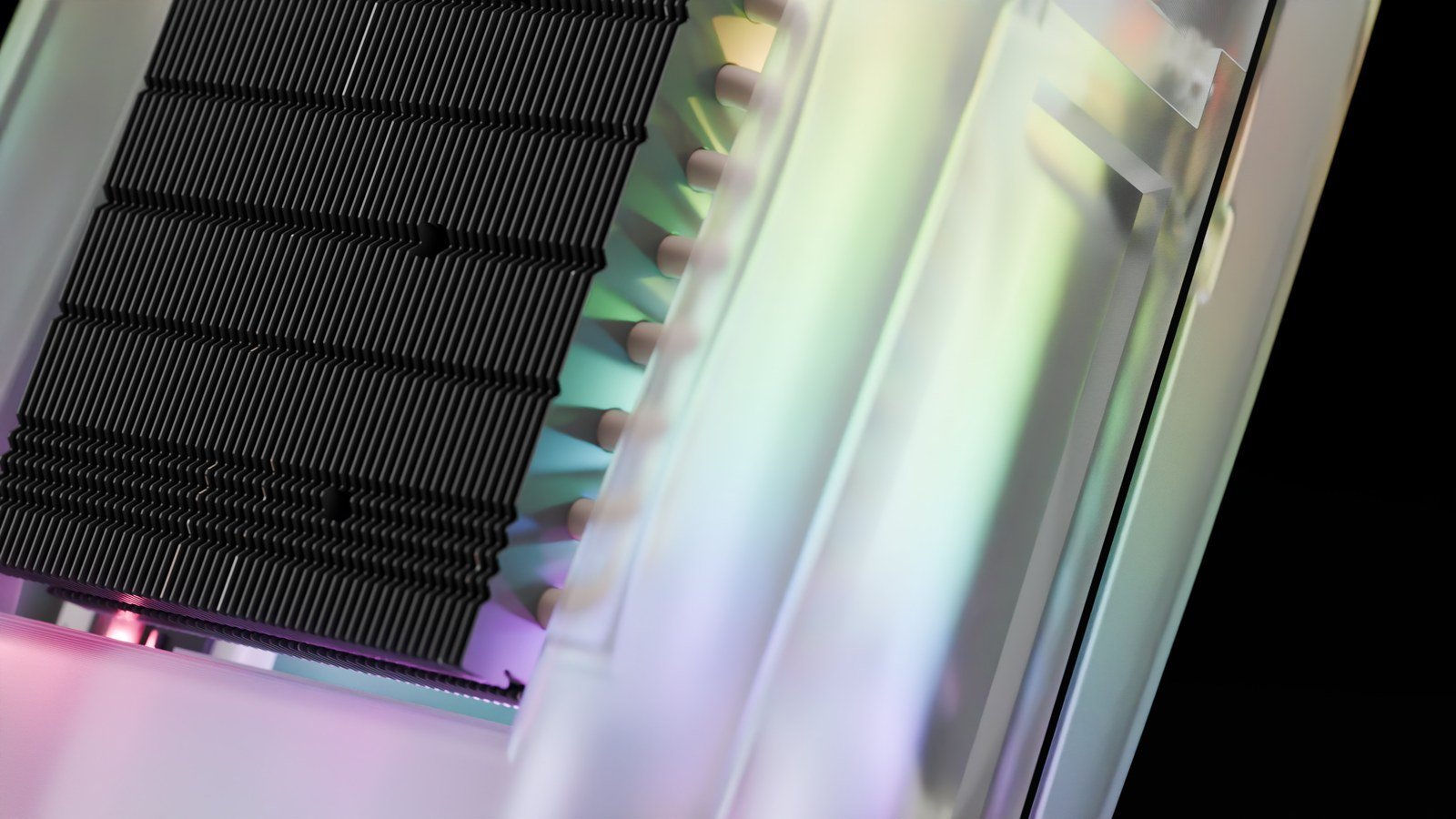 Close-up CAD-based render of a Rainbow on a Matchstick board in the revised assembly.